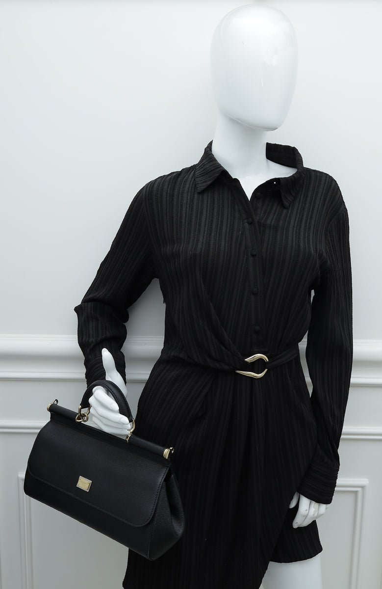 Dolce & Gabbana Black Elongated Sicily Medium Bag