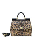 Dolce & Gabbana Bicolor Leopard Print Sicily Large Bag