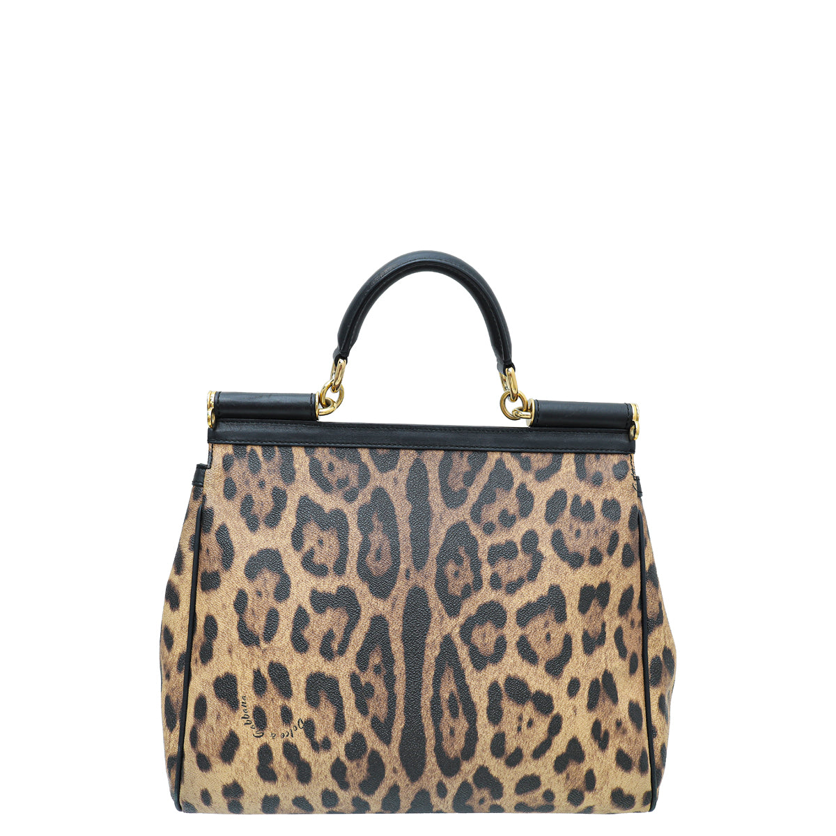 Dolce & Gabbana Bicolor Leopard Print Sicily Large Bag