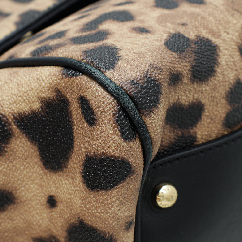 Dolce & Gabbana Bicolor Leopard Print Sicily Large Bag