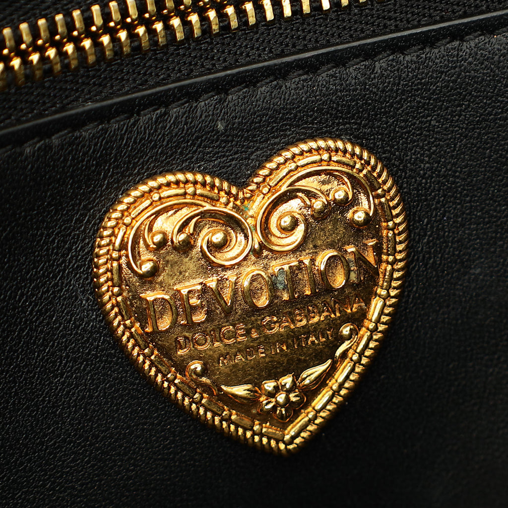 Dolce & Gabbana Black Devotion Quilted Flap Shoulder Bag