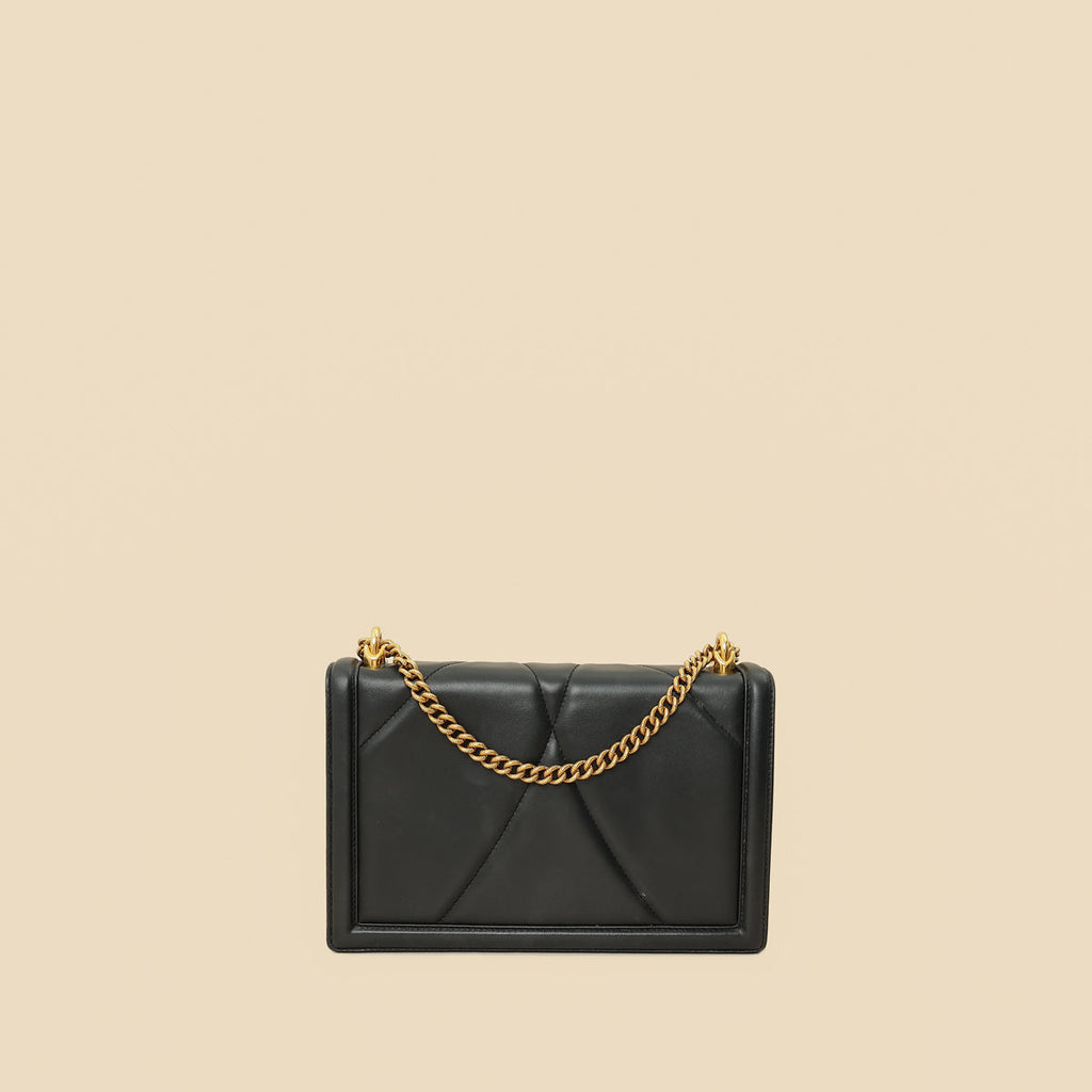 Dolce & Gabbana Black Devotion Quilted Flap Shoulder Bag