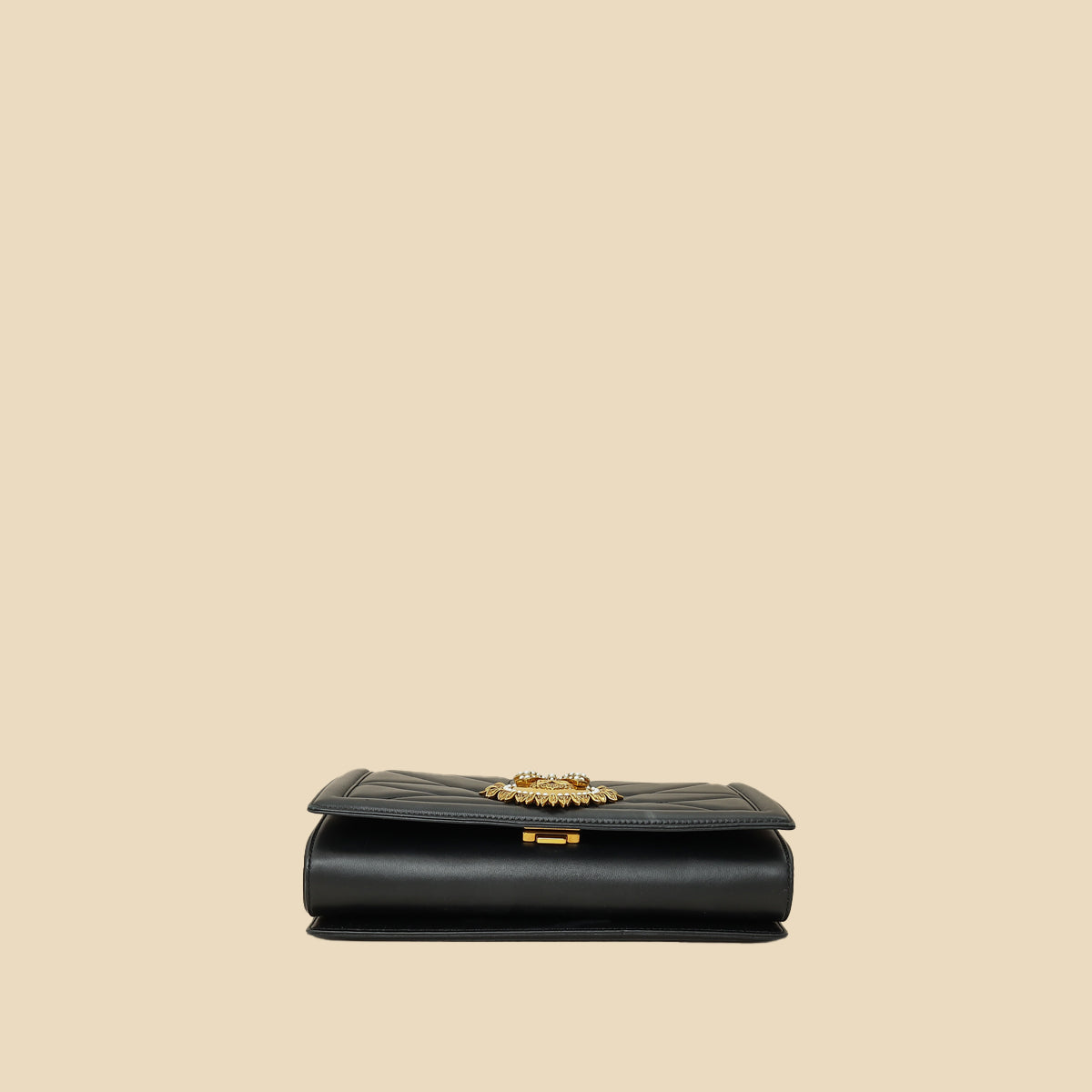 Dolce & Gabbana Black Devotion Quilted Flap Shoulder Bag