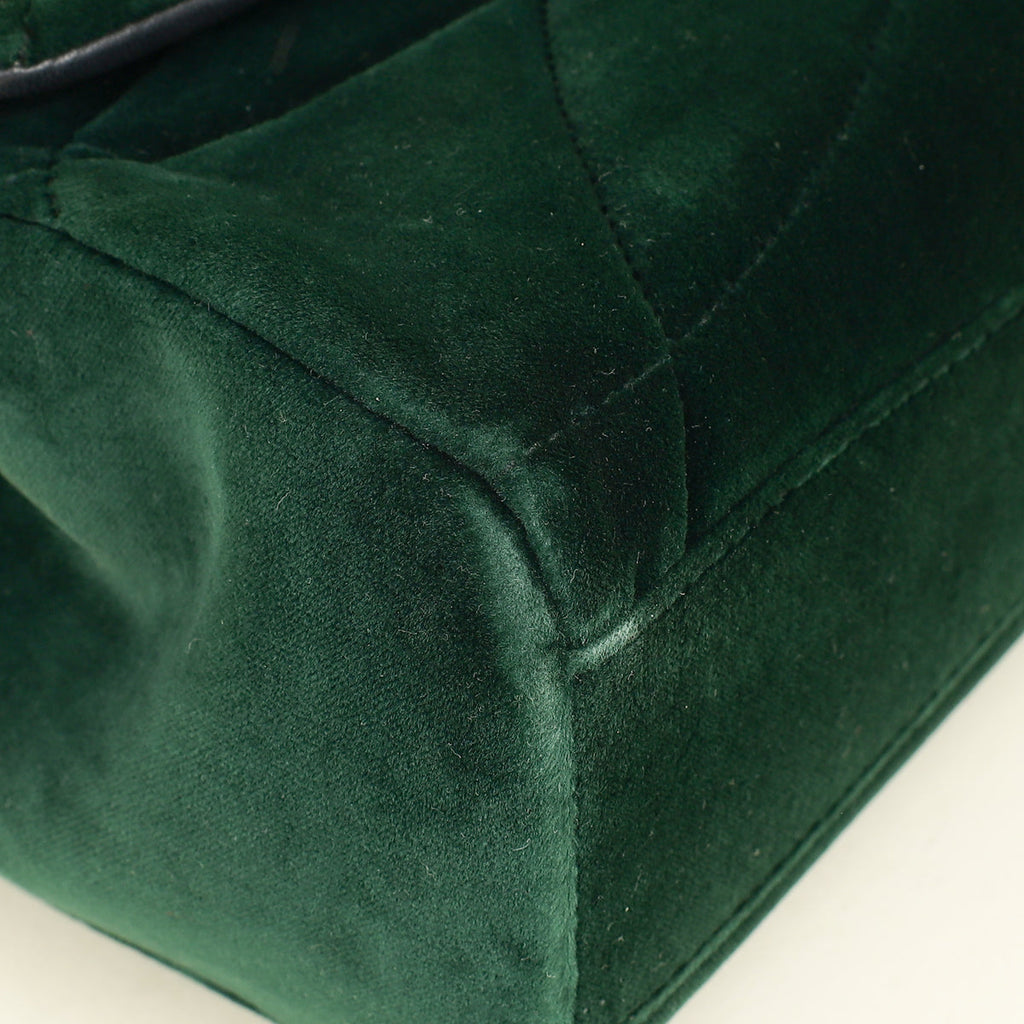 Dolce & Gabbana Emerald Green Devotion Velvet Large Shoulder Bag