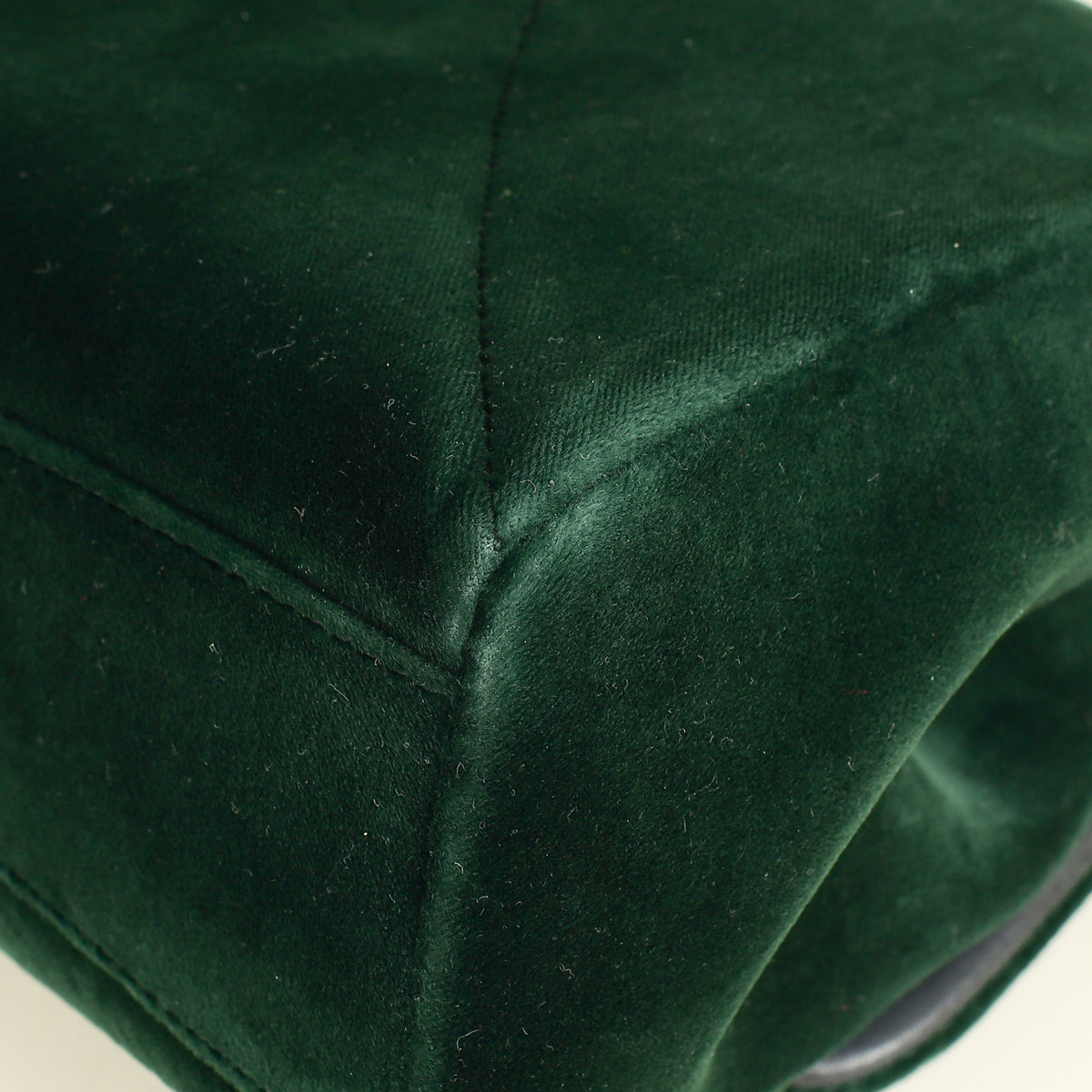 Dolce & Gabbana Emerald Green Devotion Velvet Large Shoulder Bag