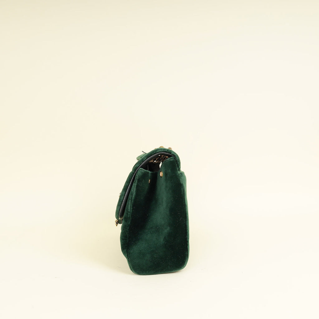 Dolce & Gabbana Emerald Green Devotion Velvet Large Shoulder Bag