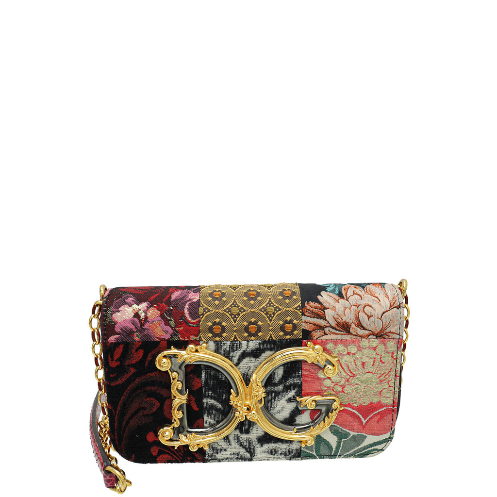 Dolce & Gabbana Multicolor DG Girls Patchwork Fabric Chain Shoulder Bag