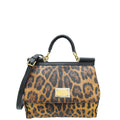 Dolce & Gabbana Bicolor Leopard Print Sicily Large Bag