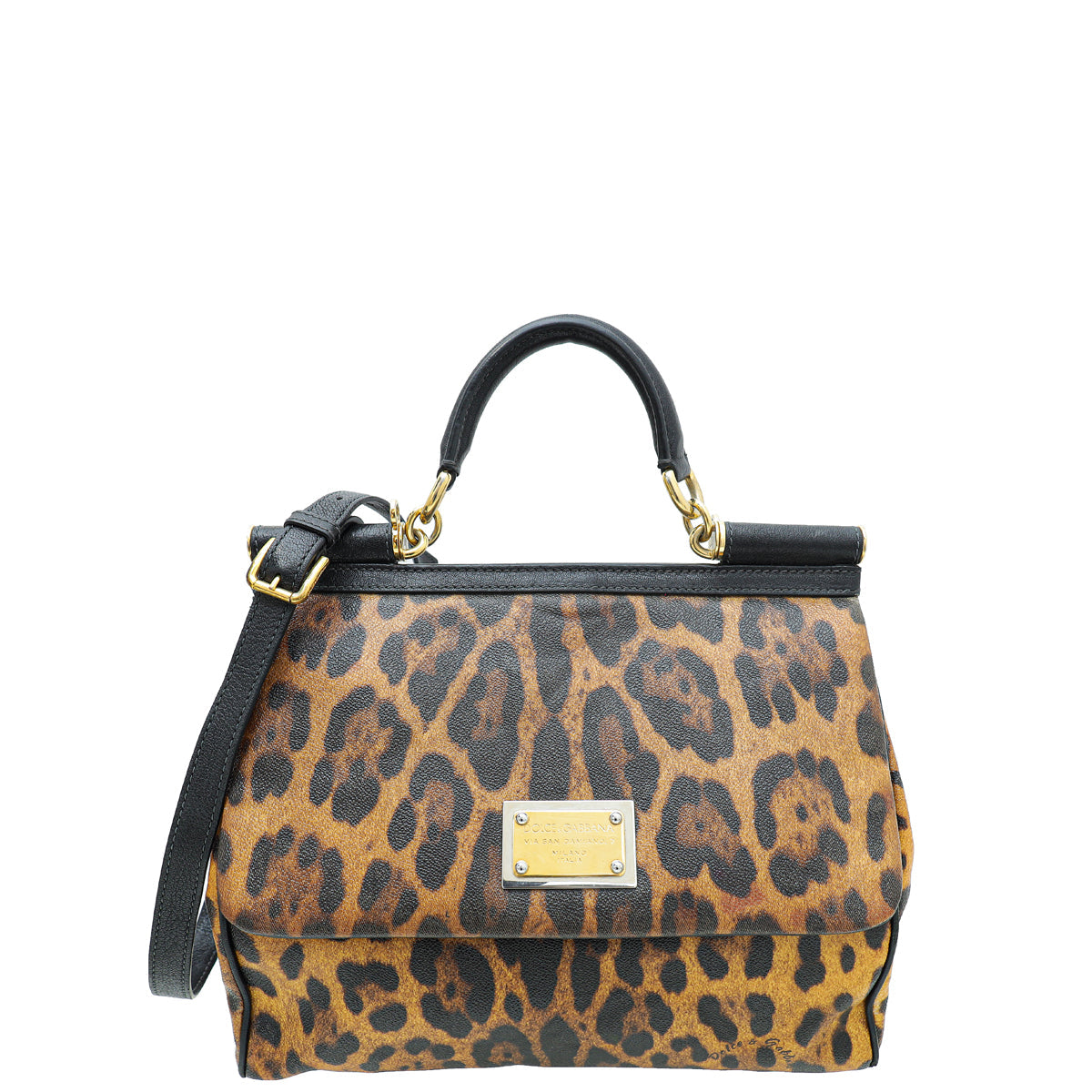 Dolce & Gabbana Bicolor Leopard Print Sicily Large Bag