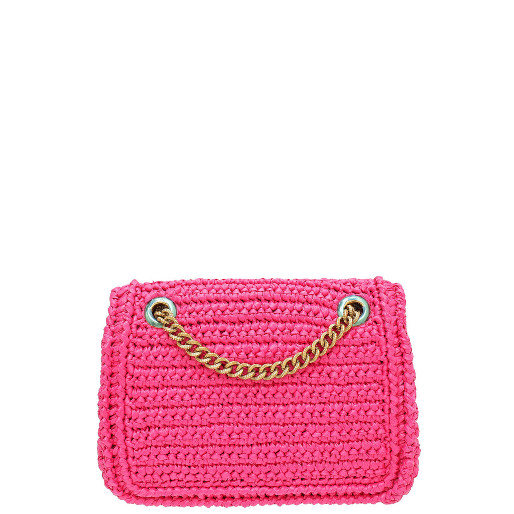 Dolce & Gabbana Fuchsia Raffia Woven Devotion Envelope Small Shoulder Bag