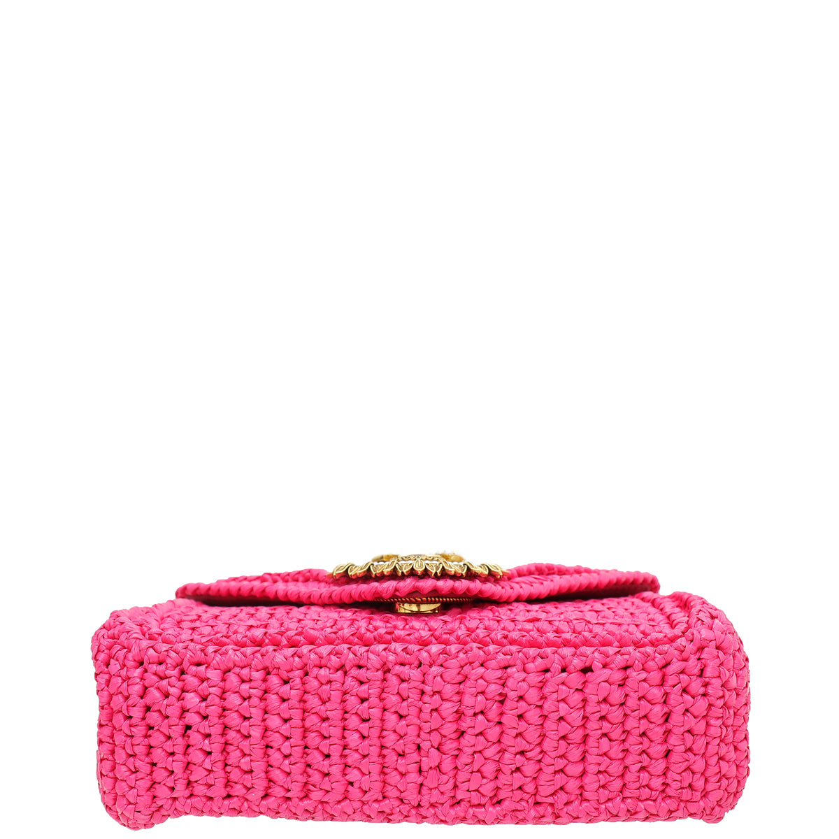 Dolce & Gabbana Fuchsia Raffia Woven Devotion Envelope Small Shoulder Bag