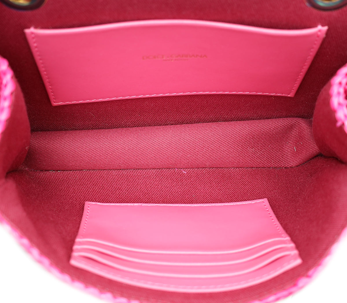 Dolce & Gabbana Fuchsia Raffia Woven Devotion Envelope Small Shoulder Bag