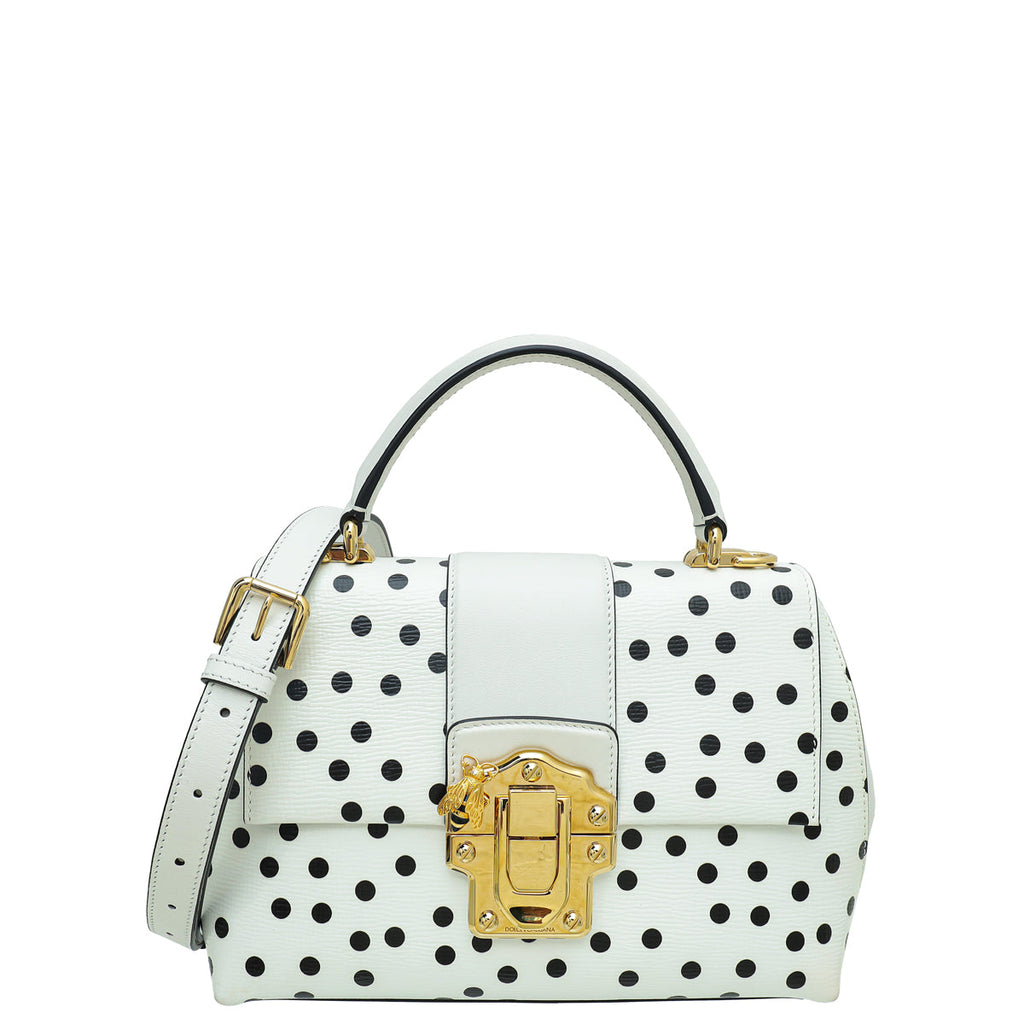 Dolce & Gabbana Bicolor Polka Dot Print Lucia Satchel Bag