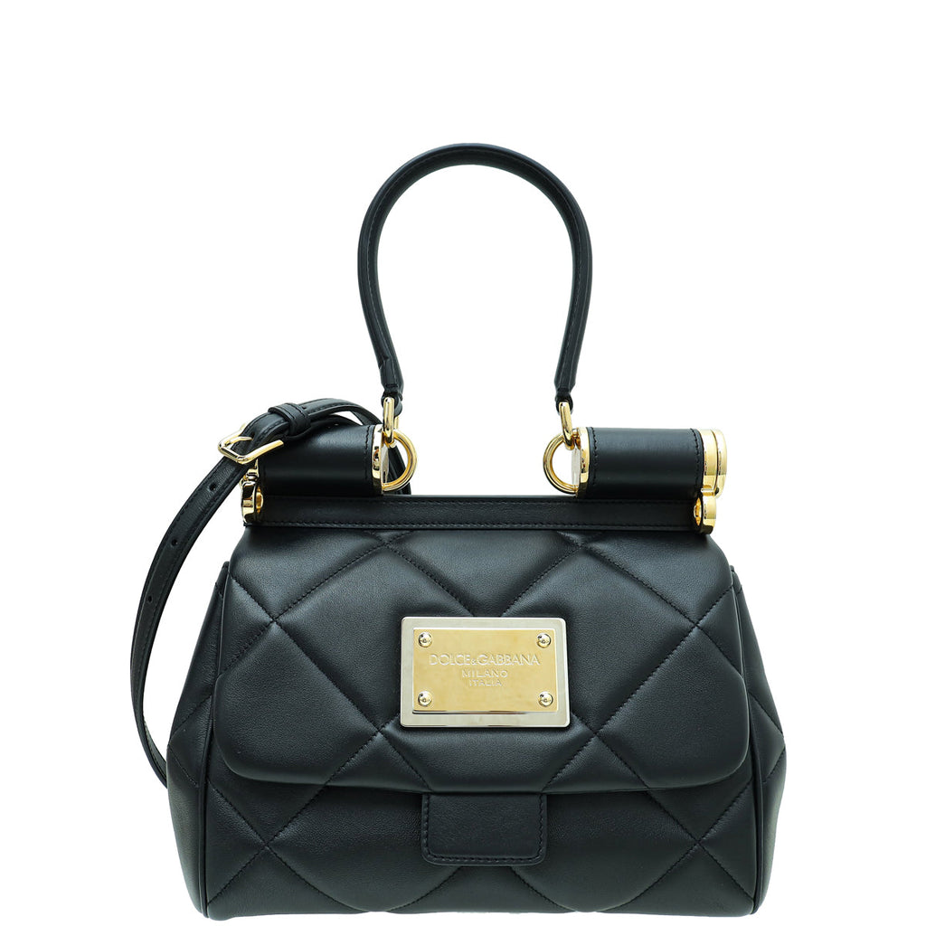 Dolce & Gabbana Black 90's Sicily Quilted Medium Shoulder Bag