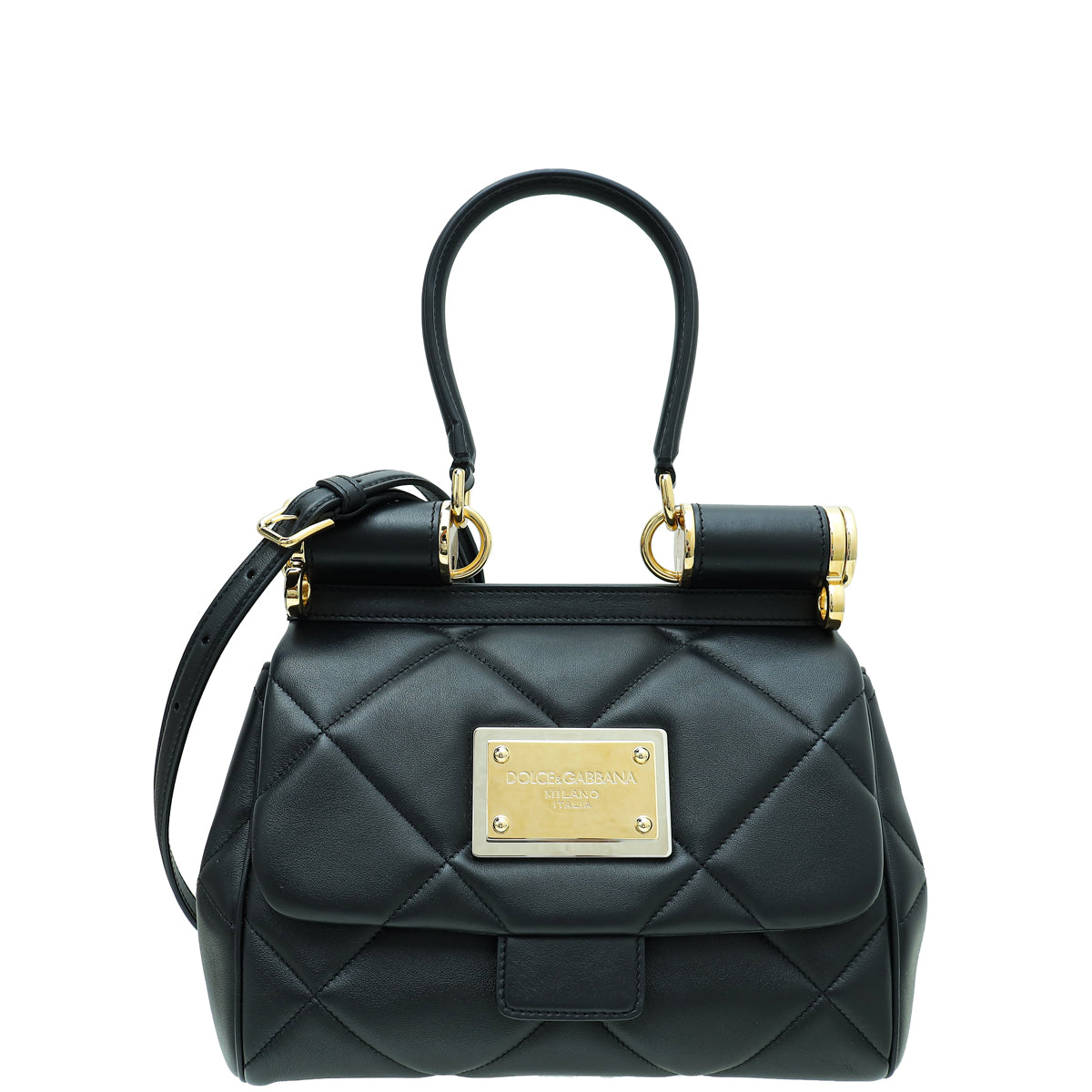 Dolce & Gabbana Black 90's Sicily Quilted Medium Shoulder Bag