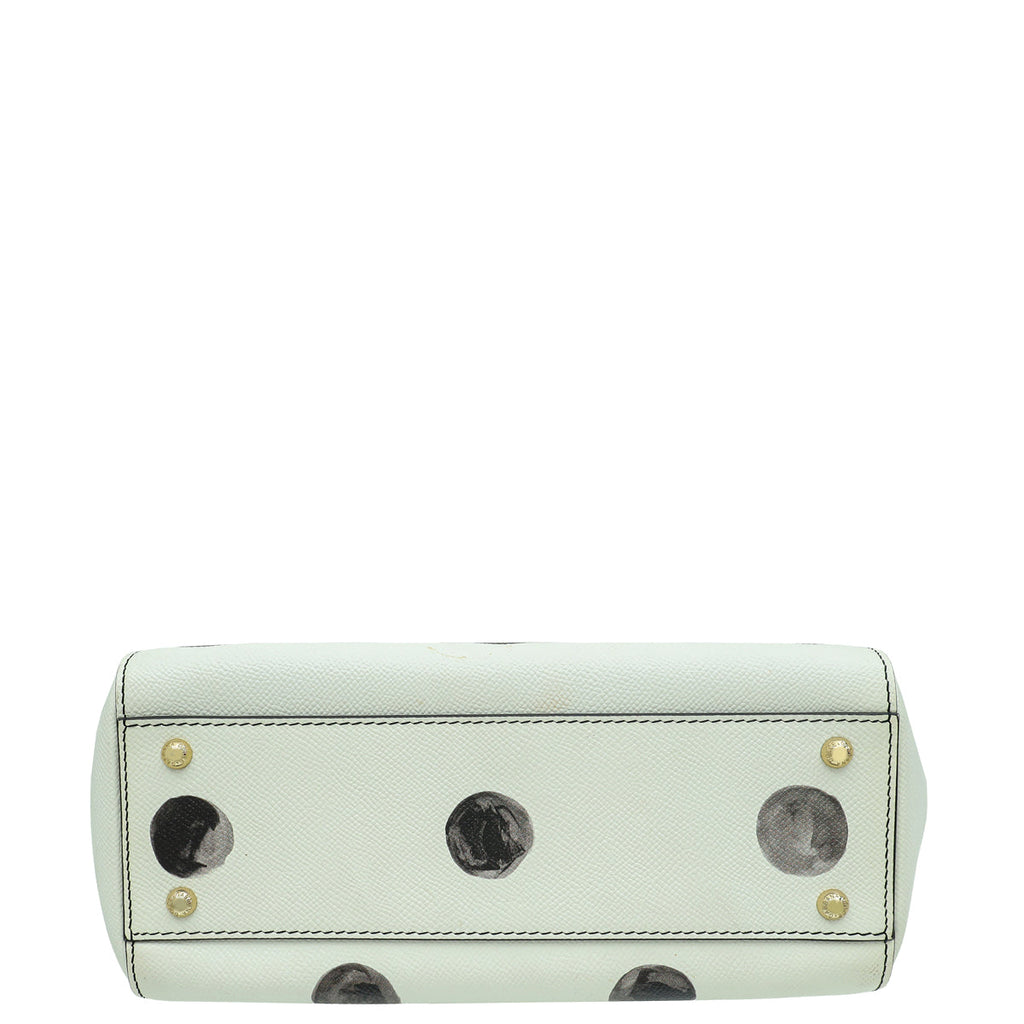 Dolce & Gabbana White Miss Sicily Vitello Polka Dot Medium Satchel Bag