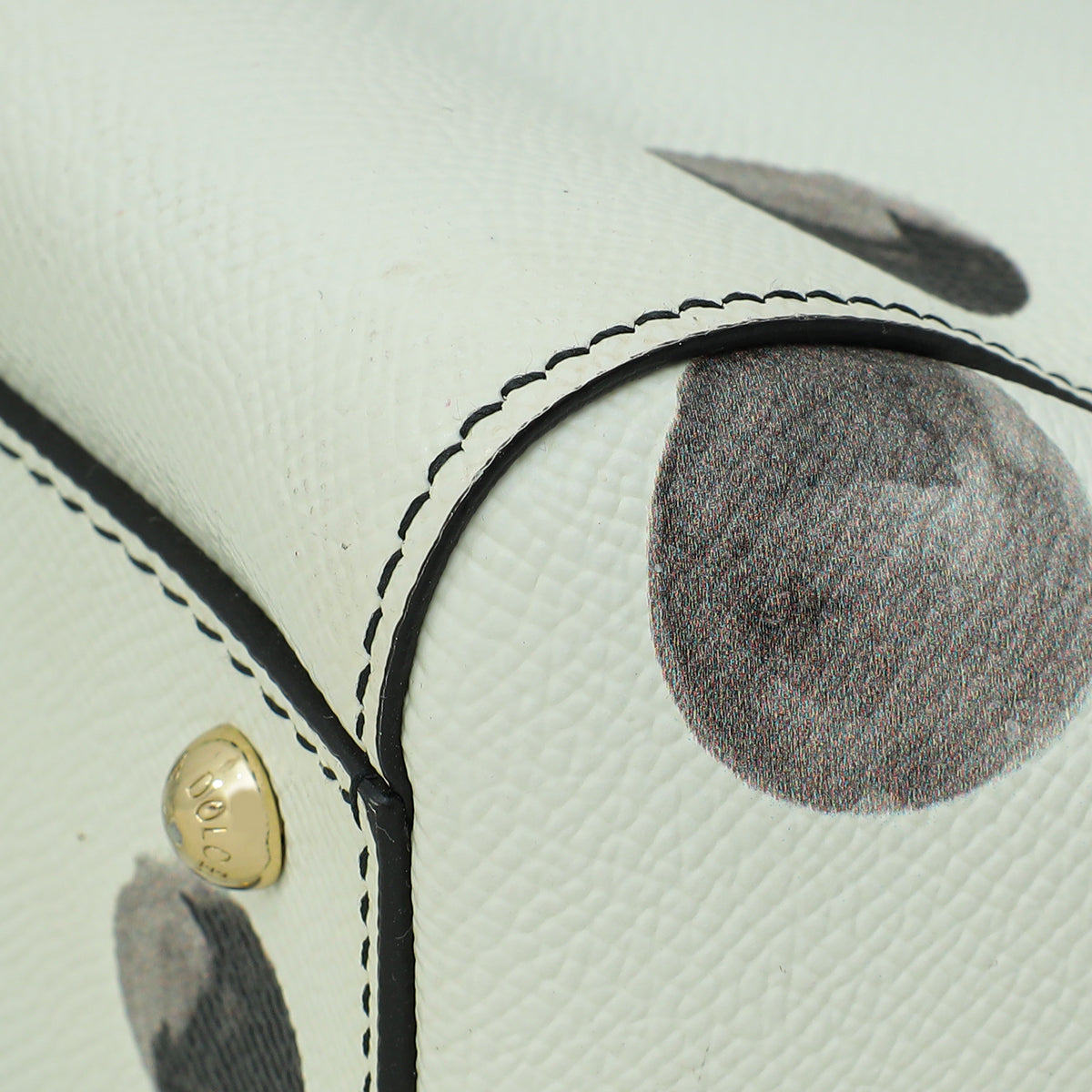 Dolce & Gabbana White Miss Sicily Vitello Polka Dot Medium Satchel Bag