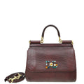 Dolce & Gabbana Burgundy Lizard Embossed DG Crystal Sicily Medium Bag