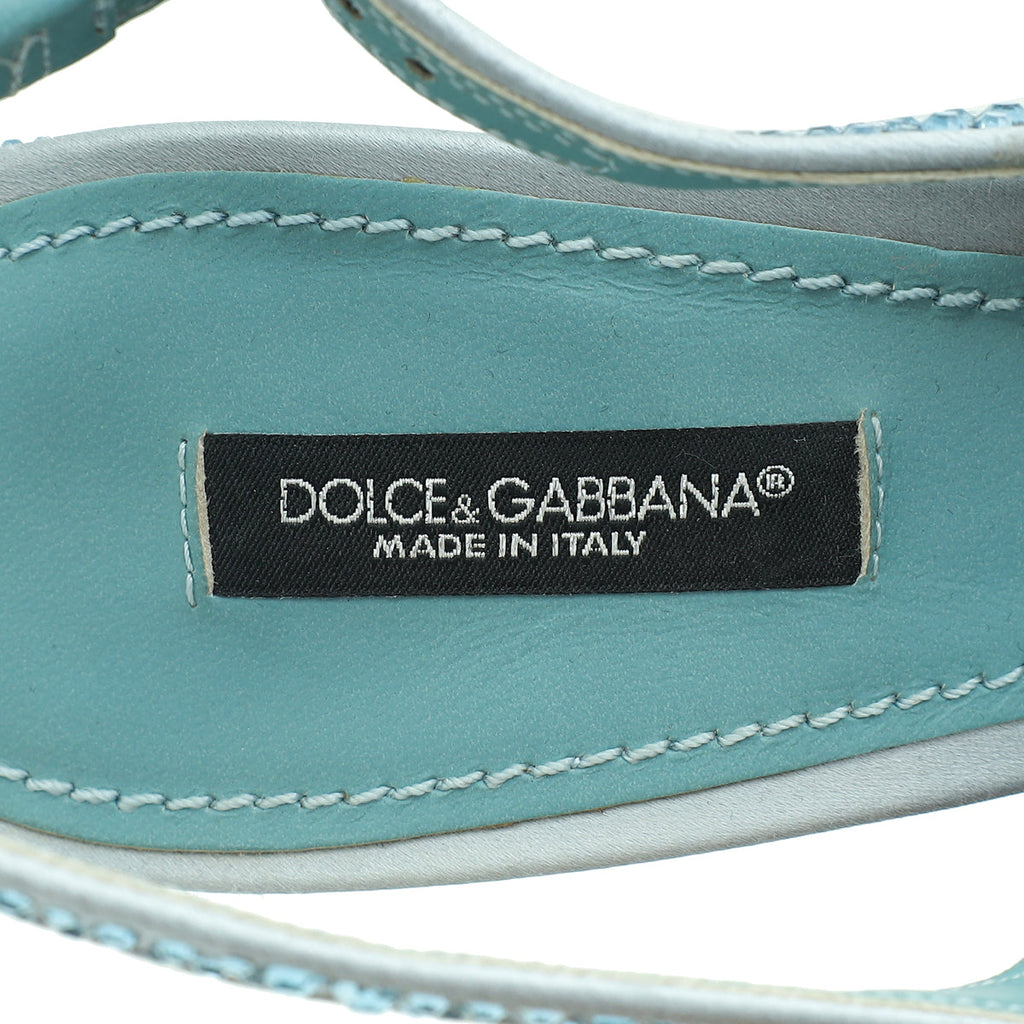 Dolce & Gabbana Blue Slingback Embellished Crystal Pumps 38
