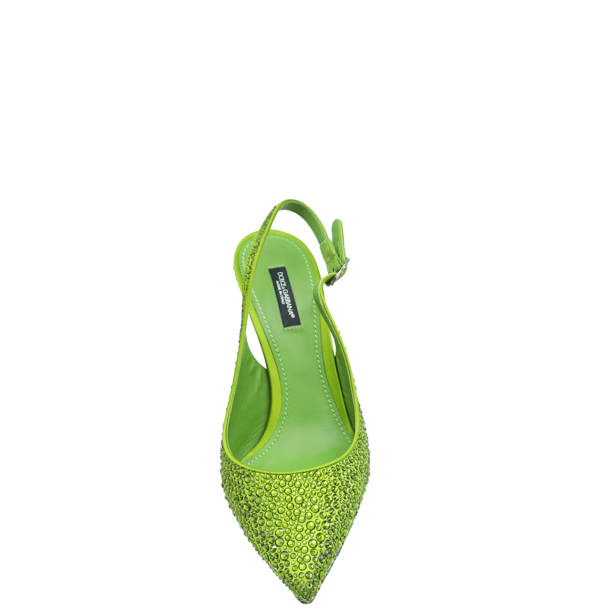 Dolce & Gabbana Lime Green Slingback Embellished Crystal Pumps 38