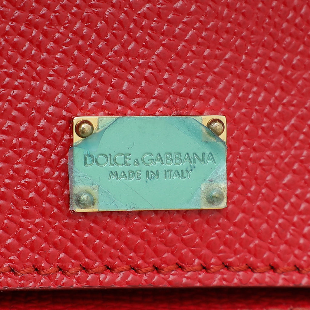 Dolce & Gabbana Red Dauphine Sicily Medium Flap Bag