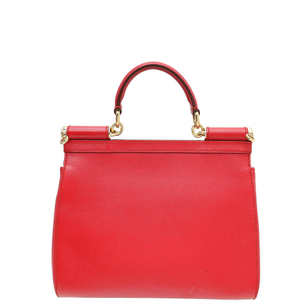 Dolce & Gabbana Red Dauphine Sicily Medium Flap Bag