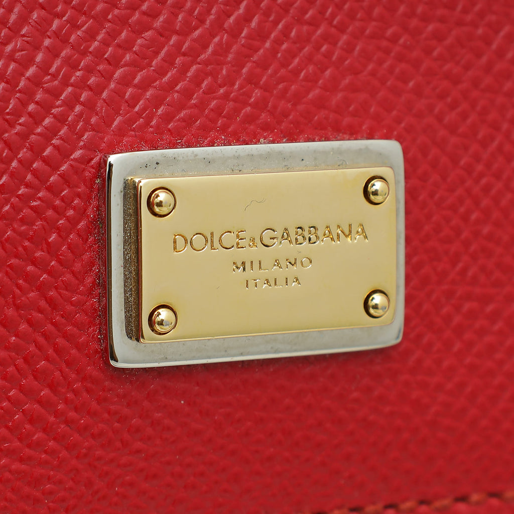Dolce & Gabbana Red Dauphine Sicily Medium Flap Bag