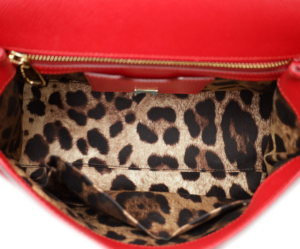 Dolce & Gabbana Red Dauphine Sicily Medium Flap Bag