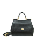Dolce & Gabbana Black Iguana Print Sicily Medium Bag