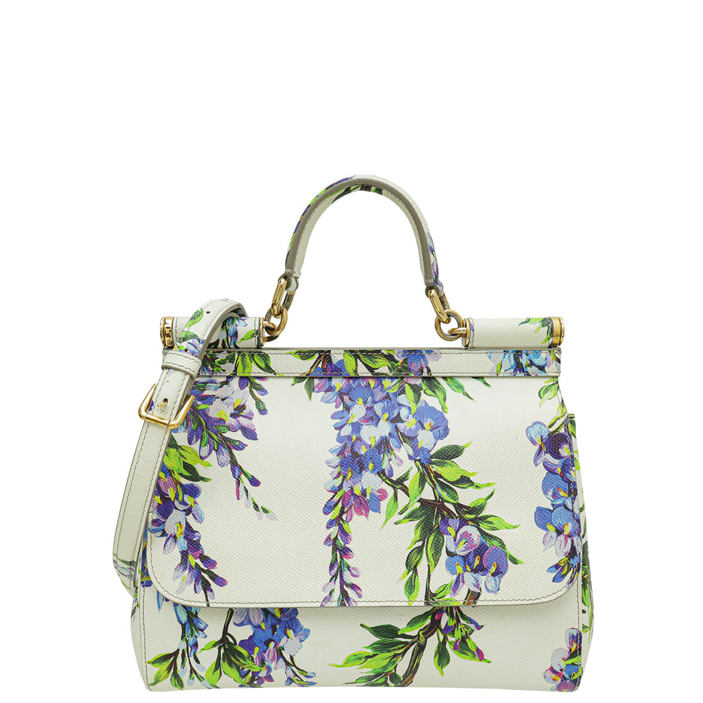 Dolce & Gabbana Tricolor Dauphine Wisteria Print Sicily Medium Bag