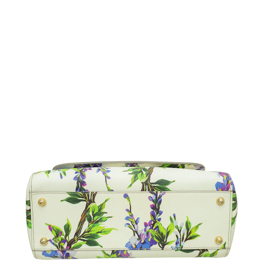 Dolce & Gabbana Tricolor Dauphine Wisteria Print Sicily Medium Bag