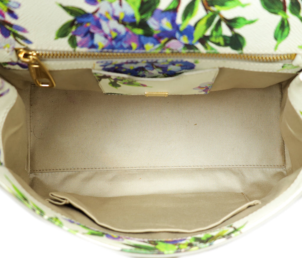 Dolce & Gabbana Tricolor Dauphine Wisteria Print Sicily Medium Bag