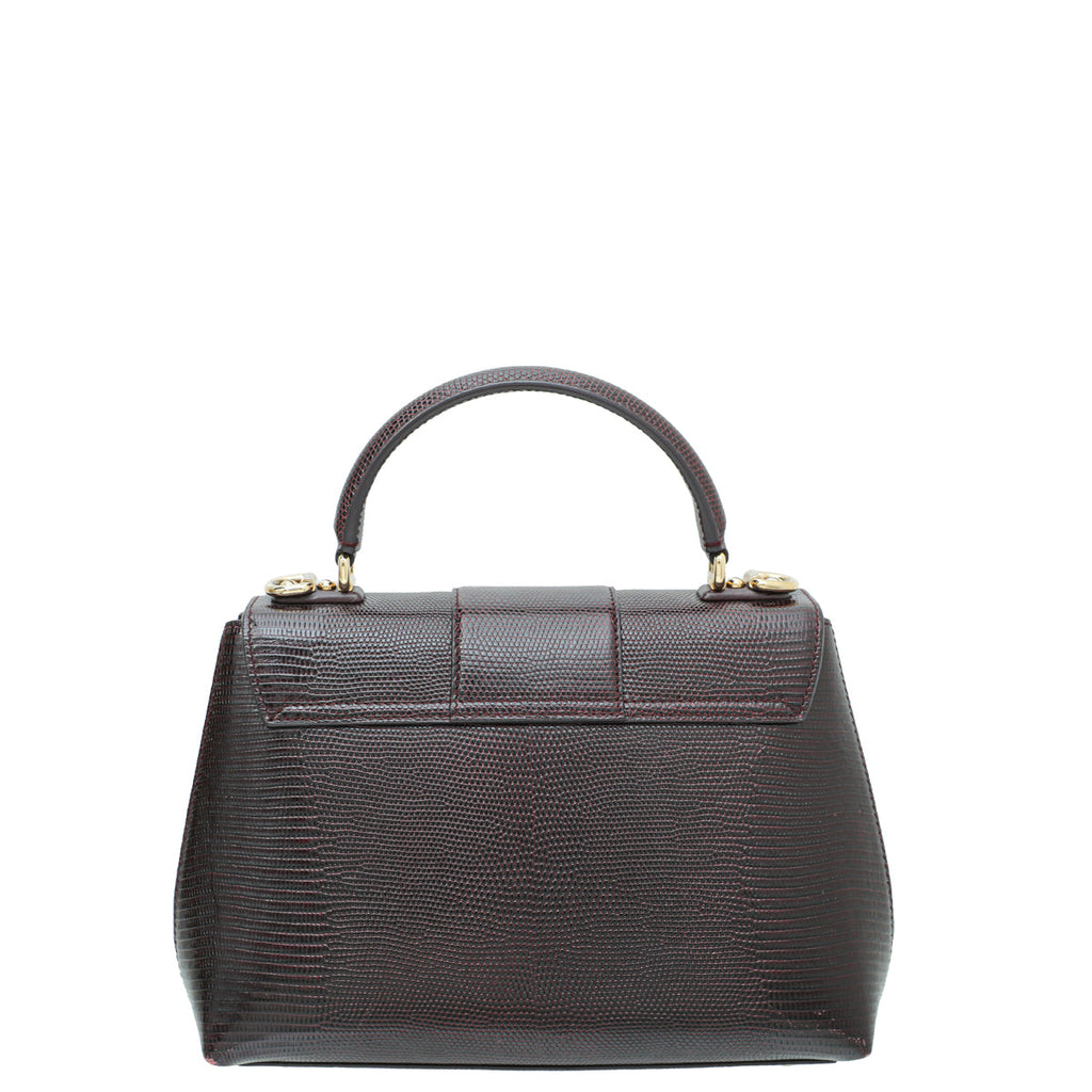 Dolce & Gabbana Burgundy Iguana Print Lucia Top Handle Bag