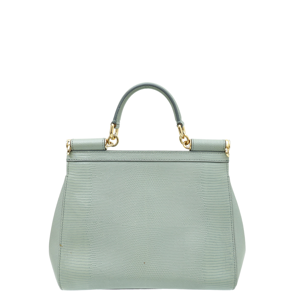 Dolce & Gabbana Gray Lizard Embossed DG Crystal Sicily Bag