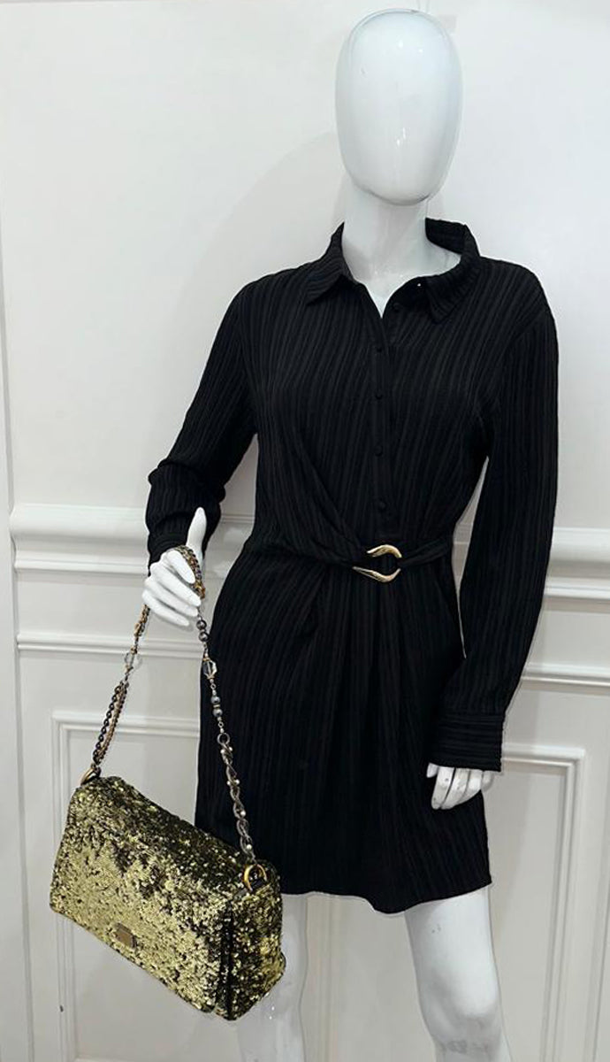 Dolce & Gabbana Gold Sequins Miss Charles Flap Bag