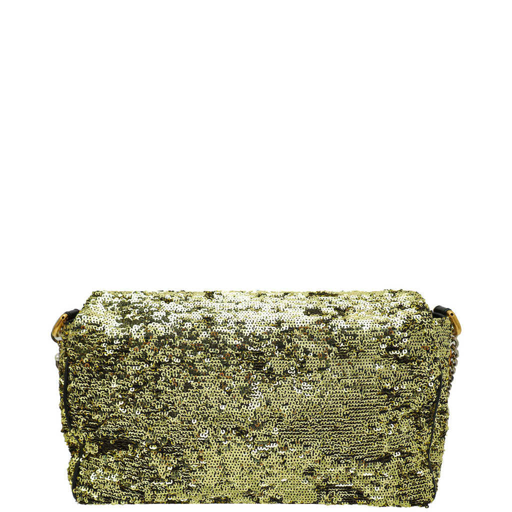 Dolce & Gabbana Gold Sequins Miss Charles Flap Bag