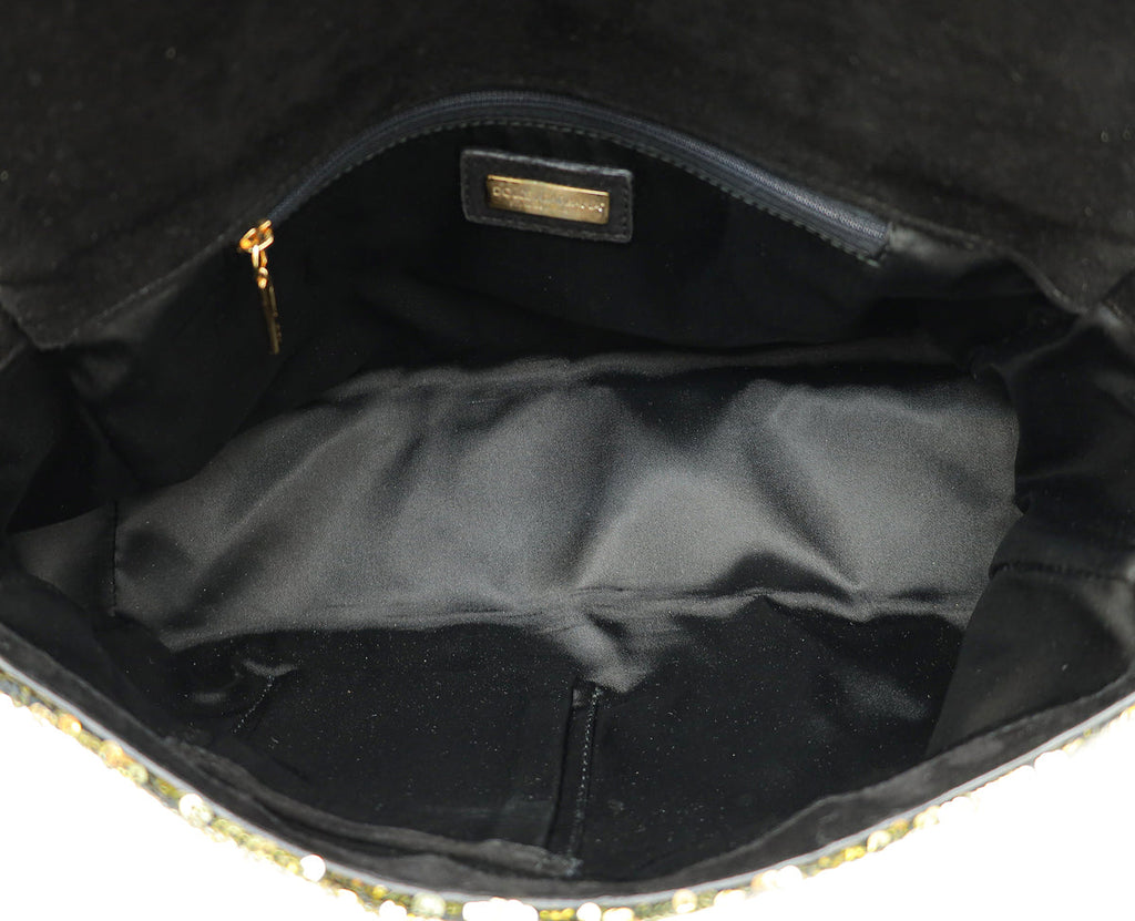 Dolce & Gabbana Gold Sequins Miss Charles Flap Bag