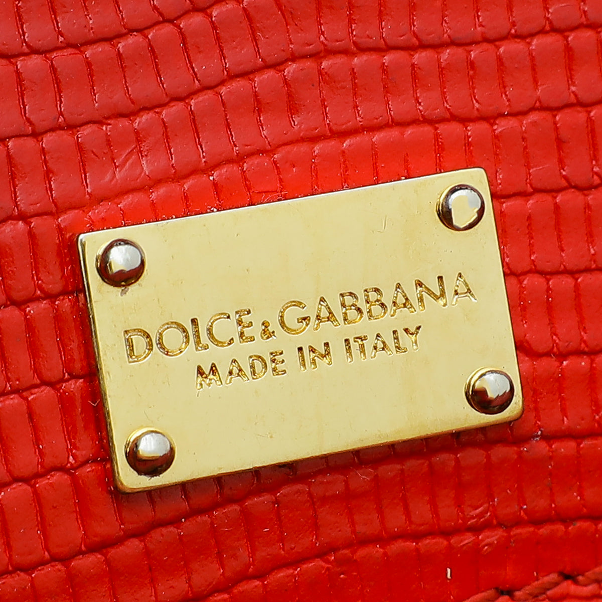 Dolce & Gabbana Red Lizard Embossed Sicily Small Bag