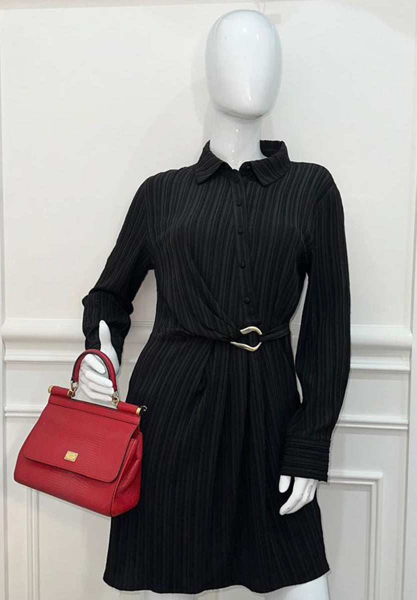 Dolce & Gabbana Red Lizard Embossed Sicily Small Bag