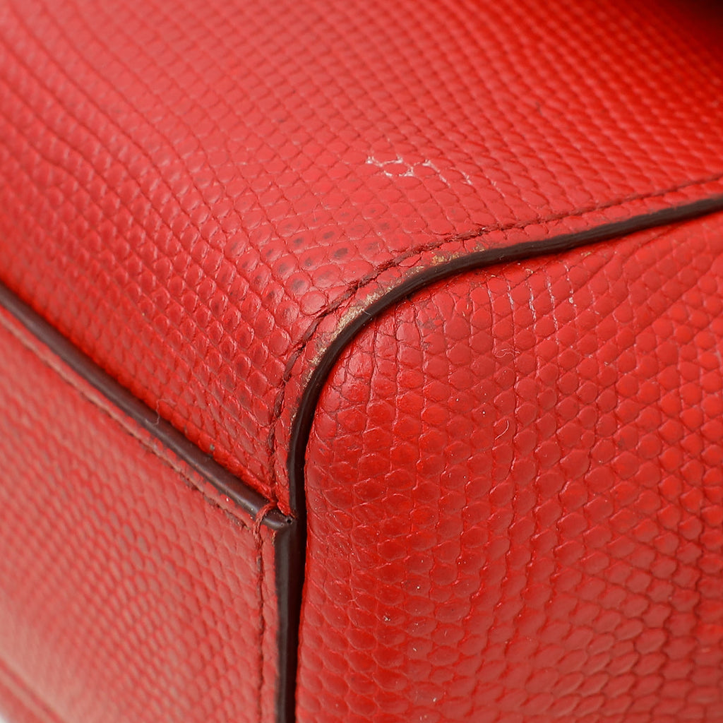 Dolce & Gabbana Red Lizard Embossed Sicily Small Bag