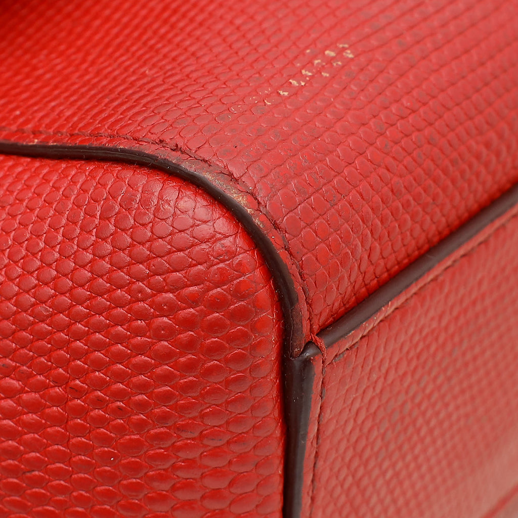 Dolce & Gabbana Red Lizard Embossed Sicily Small Bag