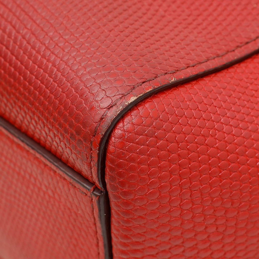 Dolce & Gabbana Red Lizard Embossed Sicily Small Bag