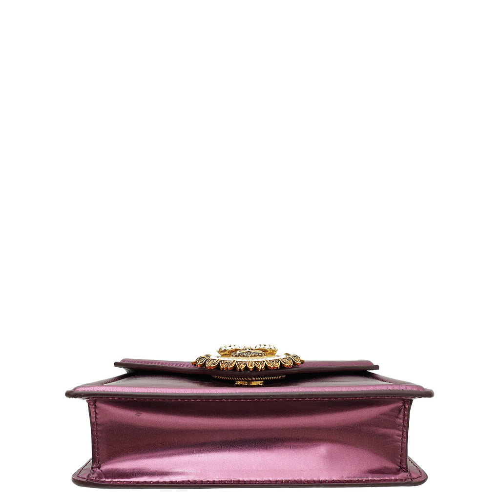 Dolce & Gabbana Metallic Violet Devotion Top Handle Chain Bag