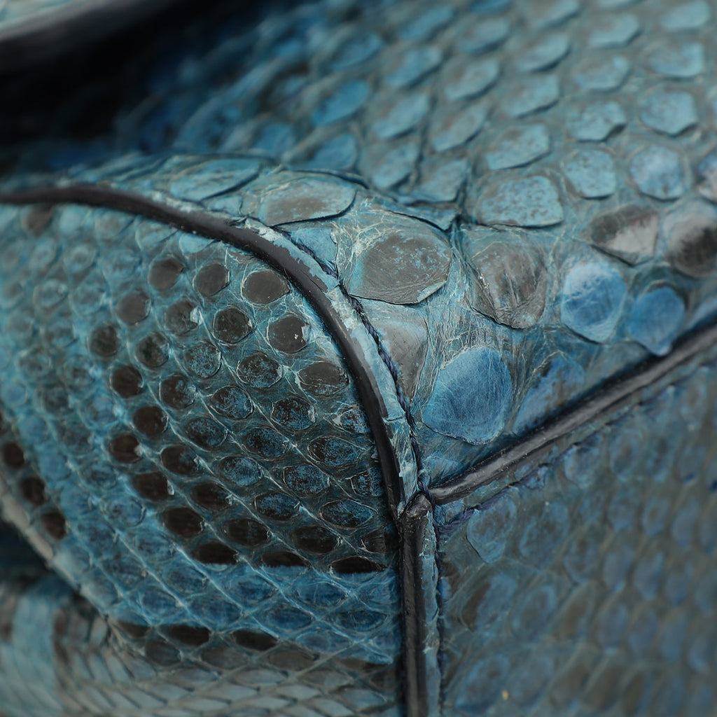Dolce & Gabbana Blue Python Sicily Small Chain Bag