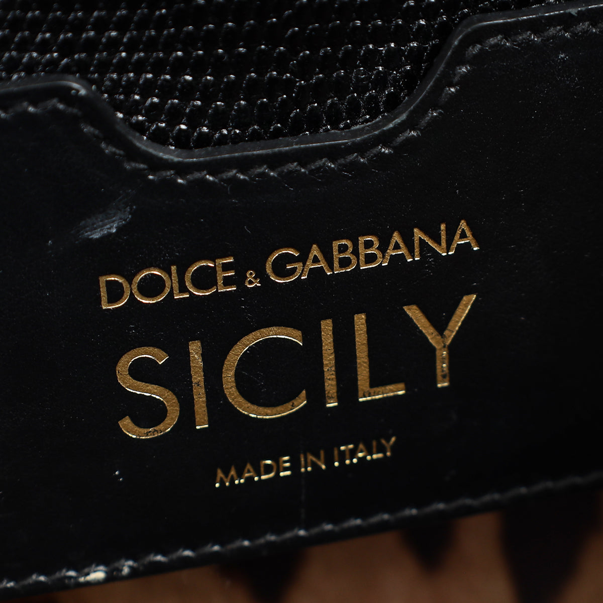 Dolce & Gabbana Black Sicily Iguana Print Medium Bag