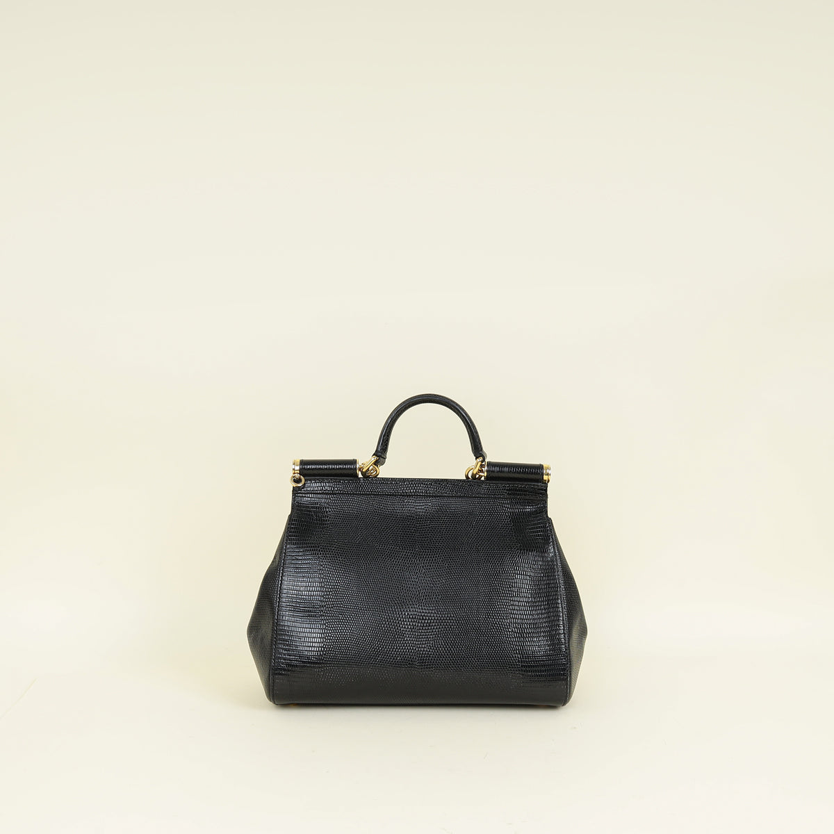 Dolce & Gabbana Black Sicily Iguana Print Medium Bag