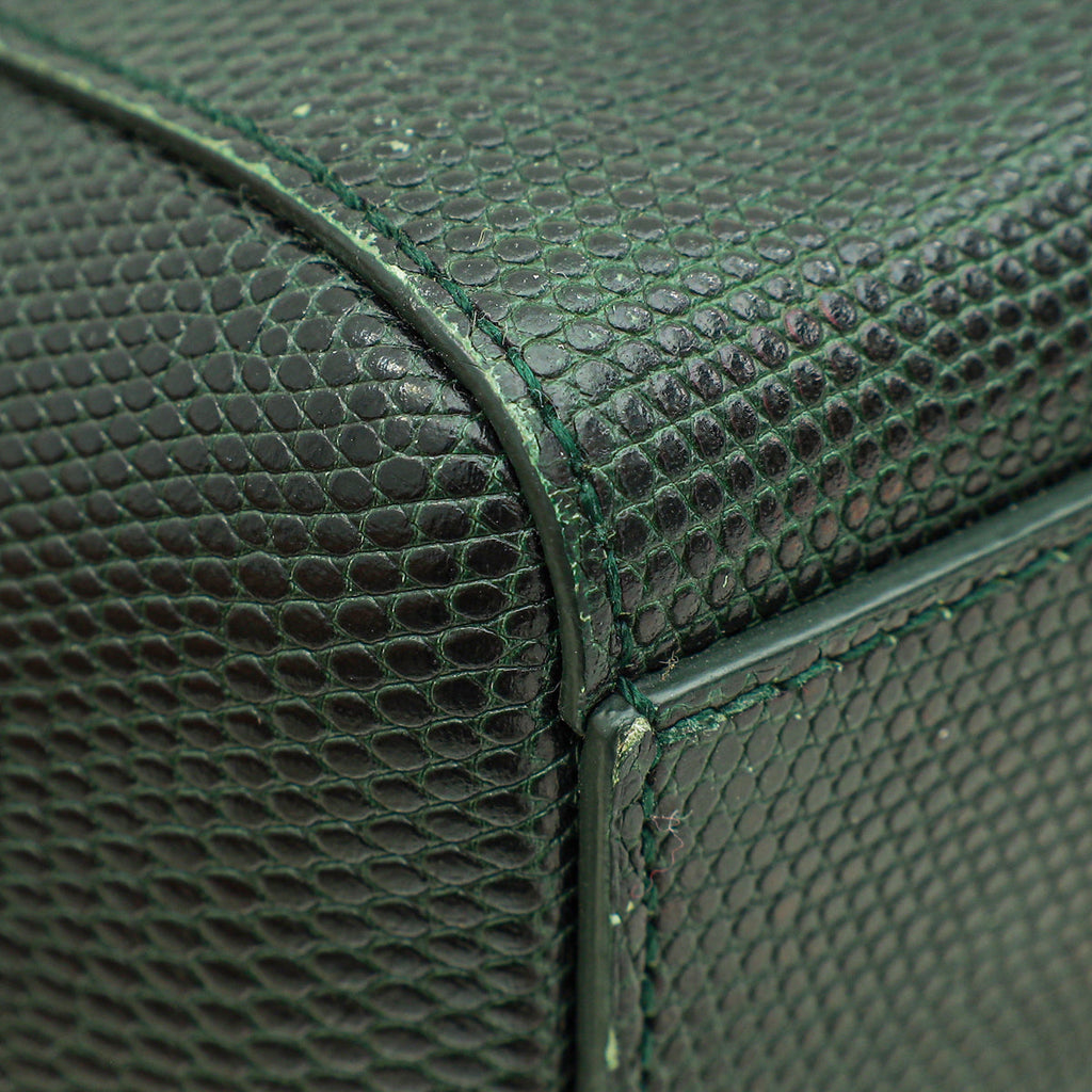 Dolce & Gabbana Dark Green Lizard Embossed Crystal Sicily Bag