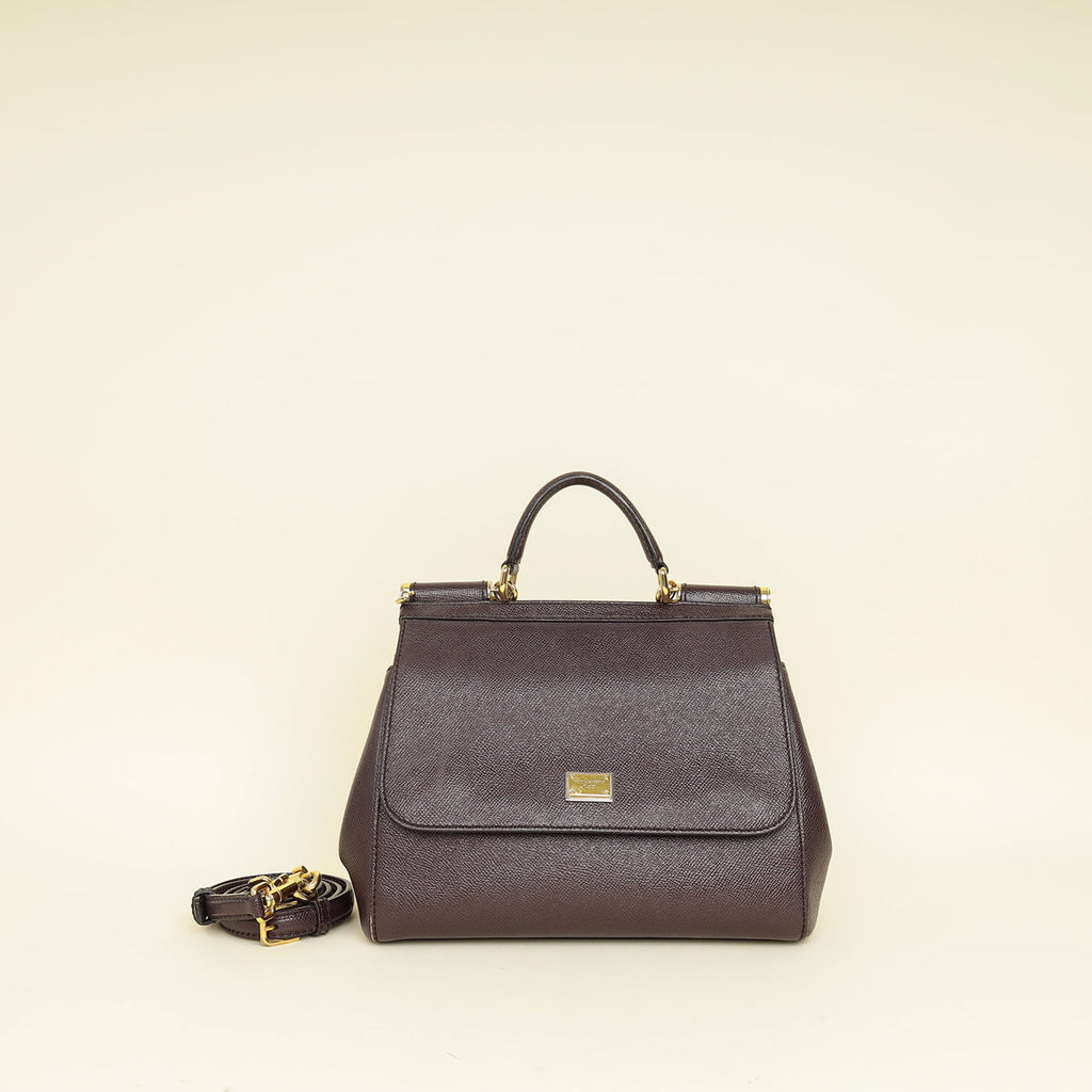 Dolce & Gabbana Burgundy Sicily Dauphine Medium Bag