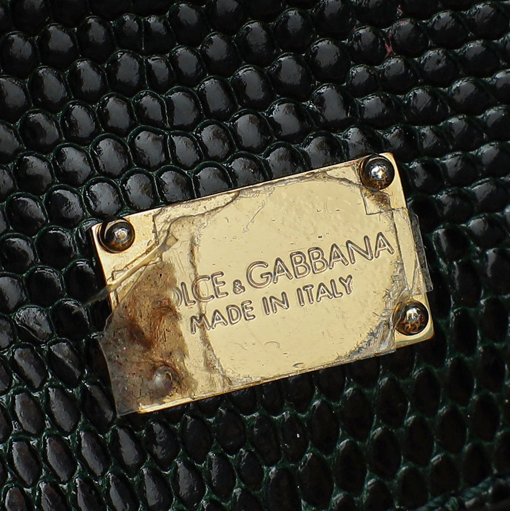 Dolce & Gabbana Green Miss Monica Lizard Print Small Bag