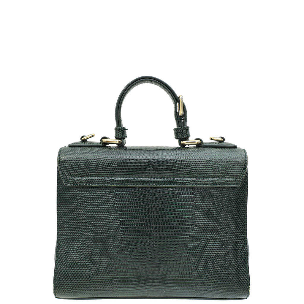 Dolce & Gabbana Green Miss Monica Lizard Print Small Bag